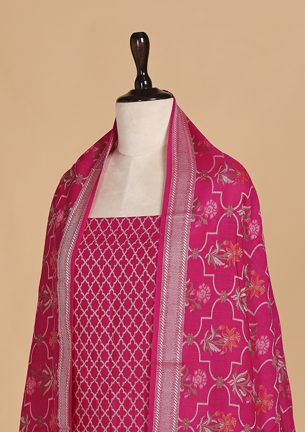 Rani Pink without Zari Dress in Georgette Tussar