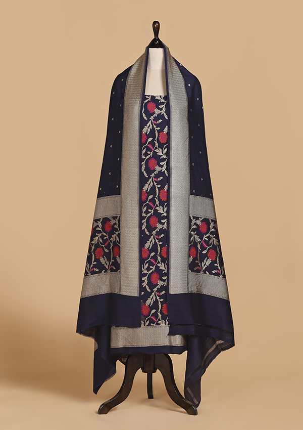 Navy Blue Jaal Dress in Silk