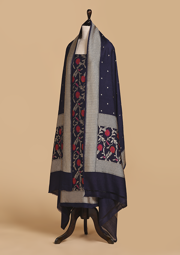 Navy Blue Jaal Dress in Silk