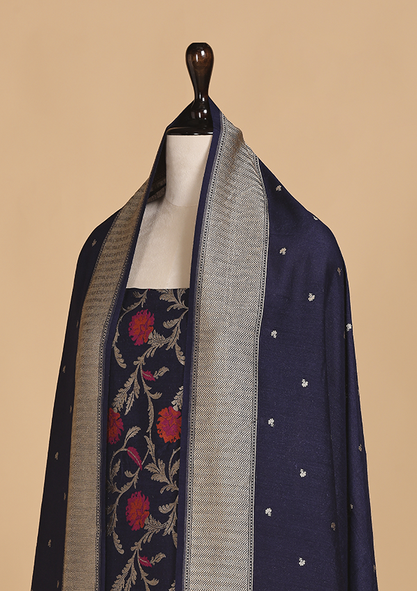 Navy Blue Jaal Dress in Silk