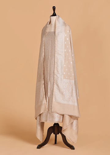 Beige Jaal Dress in Georgette Tussar