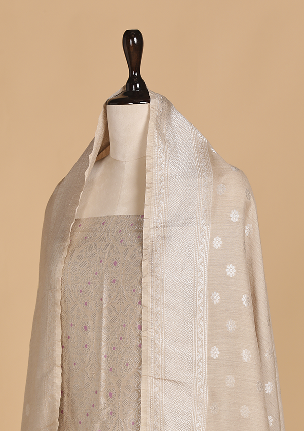 Beige Jaal Dress in Georgette Tussar