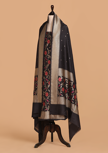 Black Jaal Dress in Georgette Tussar