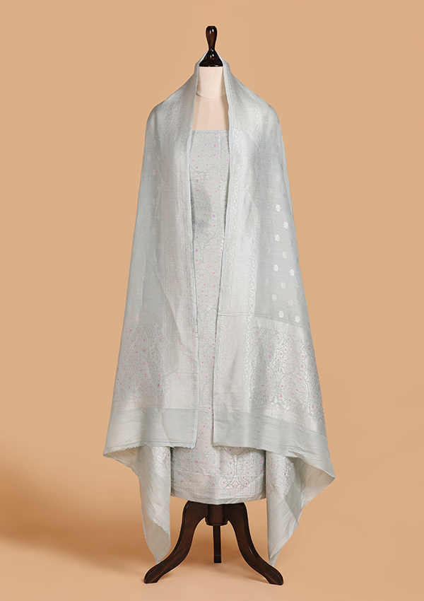 Sky Blue Jaal Dress in Georgette Tussar