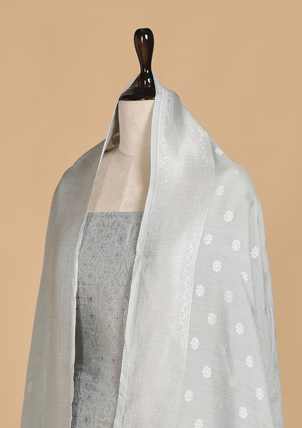Sky Blue Jaal Dress in Georgette Tussar