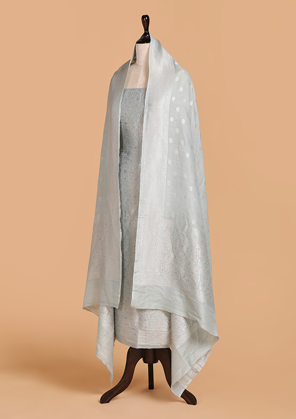 Sky Blue Jaal Dress in Georgette Tussar