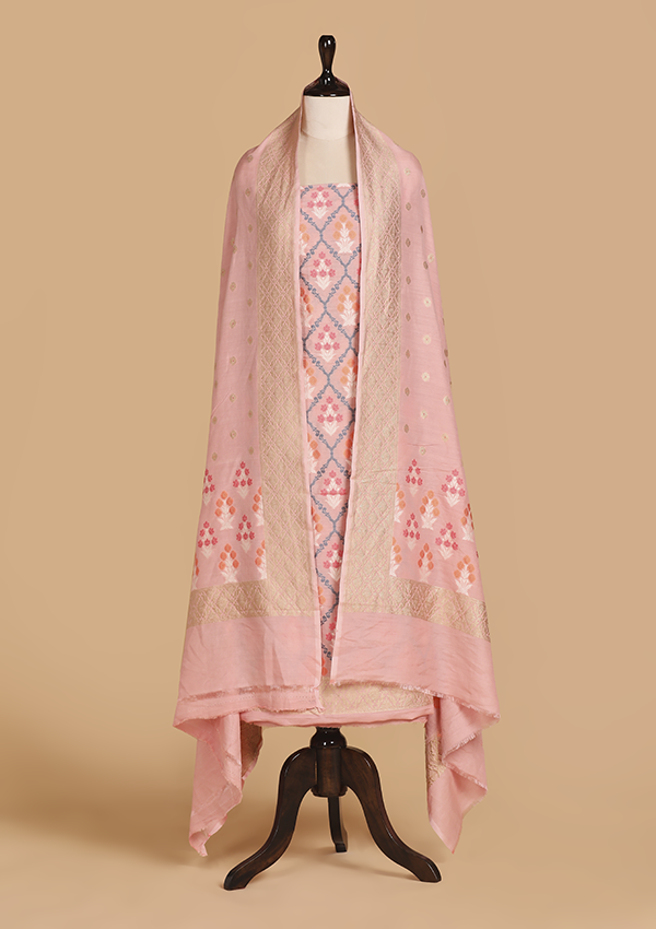 Pink Jaal Dress in Georgette Tussar