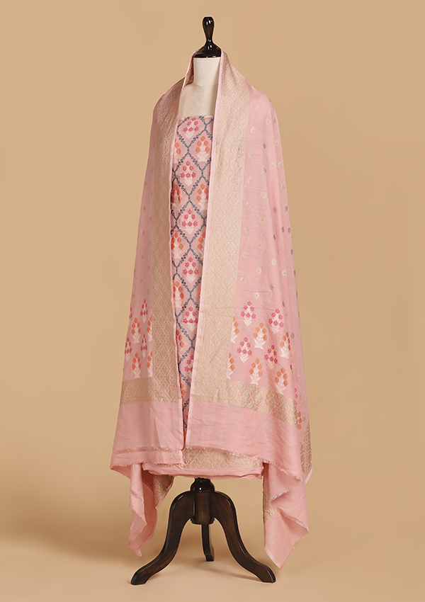Pink Jaal Dress in Georgette Tussar