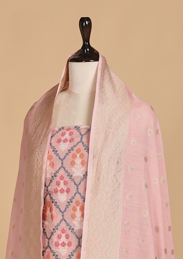Pink Jaal Dress in Georgette Tussar