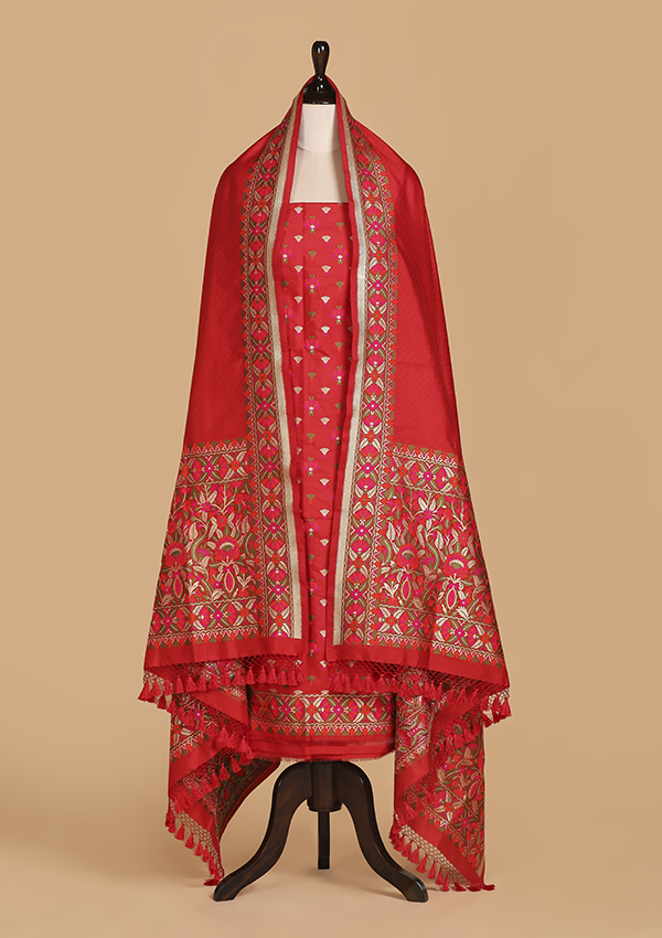 Red Butti Dress in Silk