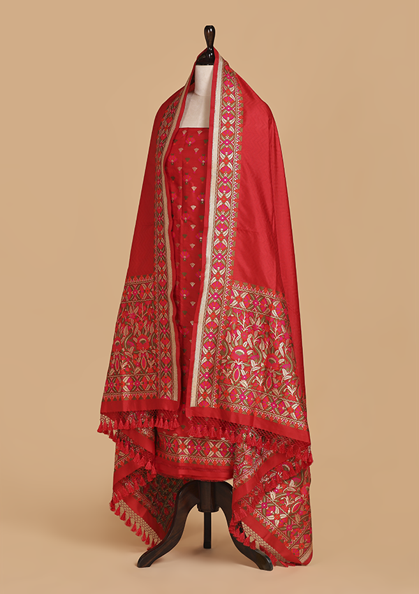 Red Butti Dress in Silk