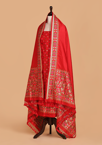 Red Butti Dress in Silk