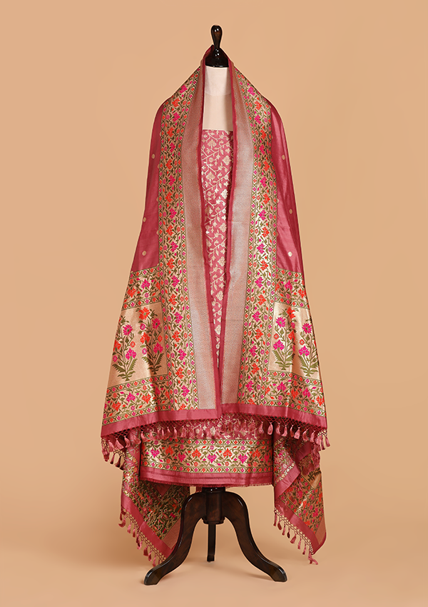Gajar Pink Jaal Dress in Silk