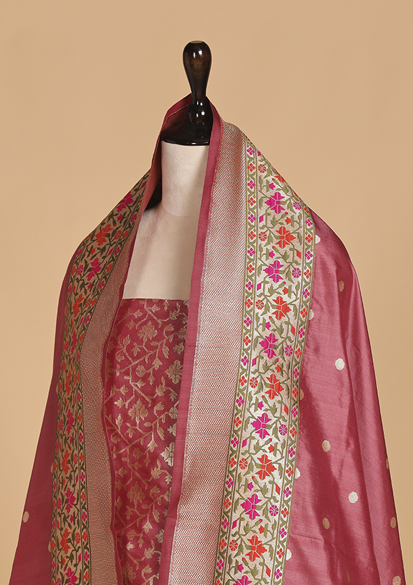 Gajar Pink Jaal Dress in Silk