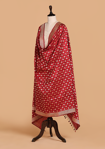 Maroon Butti Dupatta in Silk
