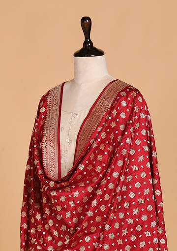 Maroon Butti Dupatta in Silk