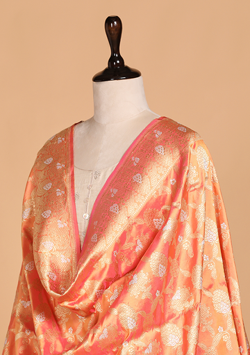 Peach Jaal Dupatta in Silk