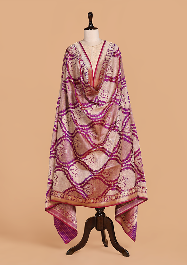 Magenta Jaal Dupatta in Silk