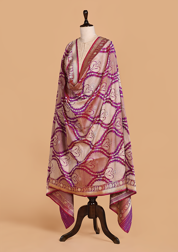 Magenta Jaal Dupatta in Silk