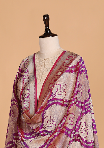 Magenta Jaal Dupatta in Silk