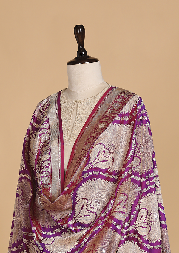 Magenta Jaal Dupatta in Silk