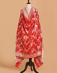 Red Jaal Dupatta in Silk
