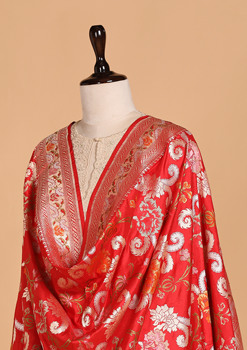 Red Jaal Dupatta in Silk