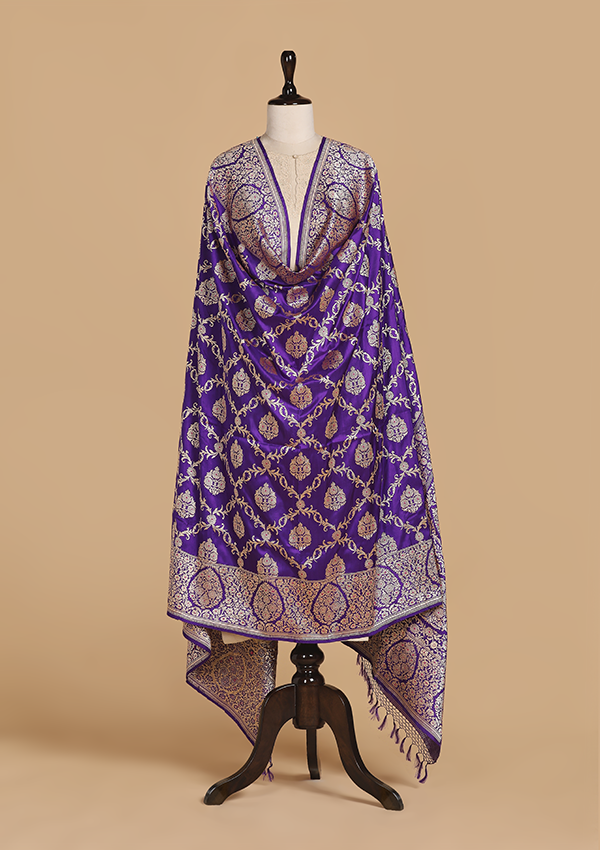 Purple Jaal Dupatta in Silk
