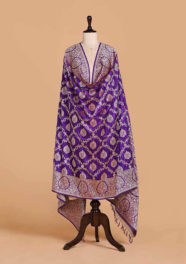 Purple Jaal Dupatta in Silk