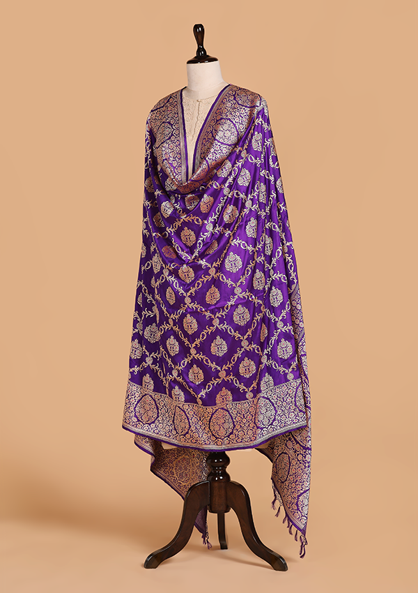 Purple Jaal Dupatta in Silk