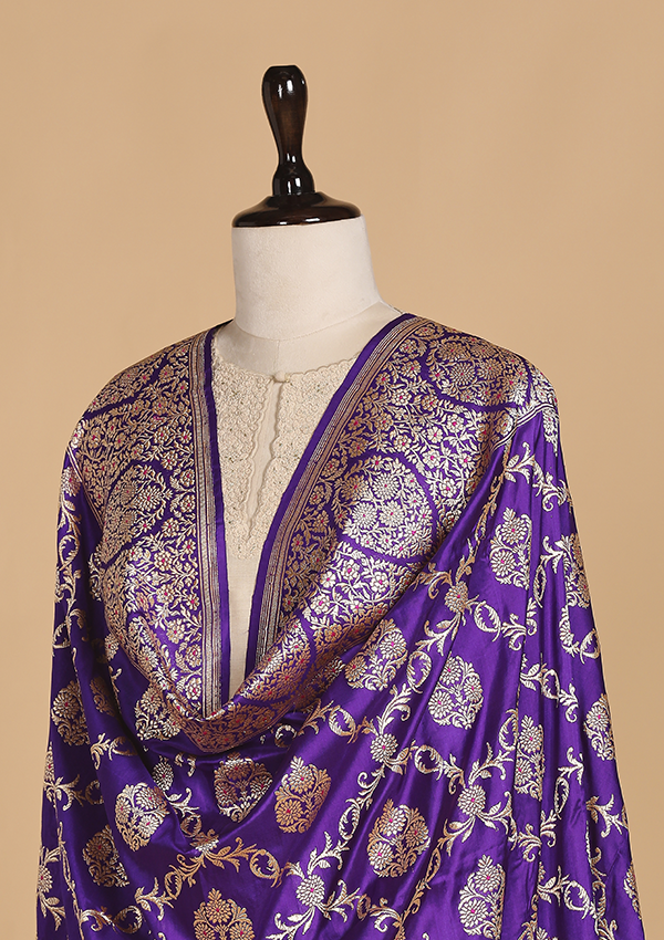 Purple Jaal Dupatta in Silk