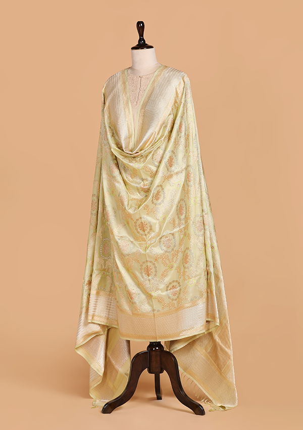 Pista Jaal Dupatta in Silk