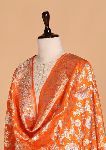 Orange Jaal Dupatta in Silk