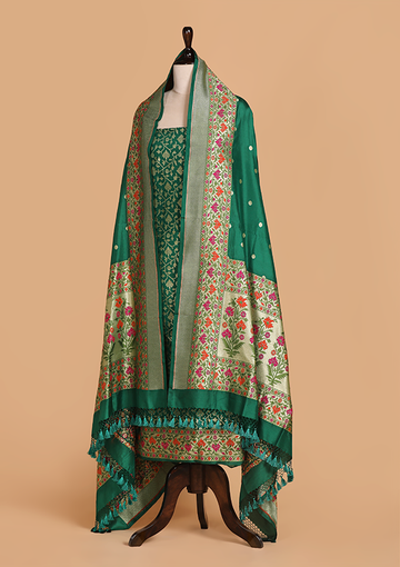 Bottle Green Jaal Dress in Silk