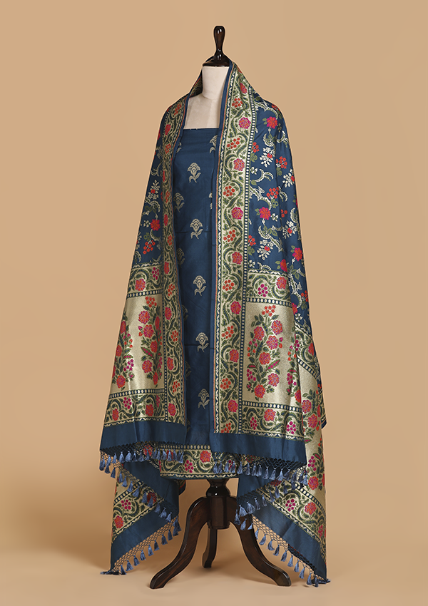 Peacock Butta Dress in Silk