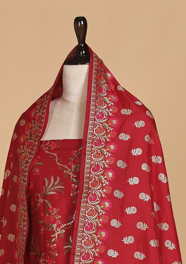 Maroon Jaal Dress in Silk