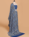 Royal Blue Jaal Bandhani Saree in Georgette