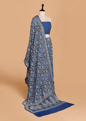 Royal Blue Jaal Bandhani Saree in Georgette