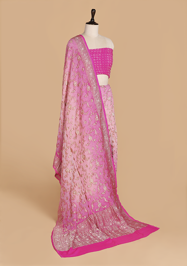 Pink Jaal Bandhani Saree in Georgette