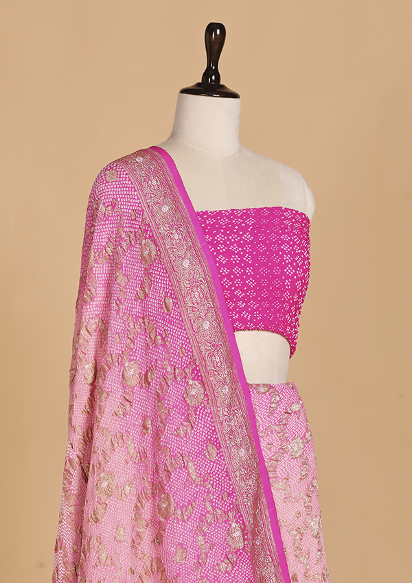 Pink Jaal Bandhani Saree in Georgette