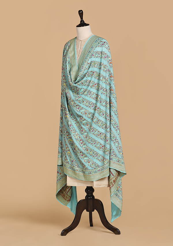 Firozi Lehariya Bandhani Dupatta in Georgette