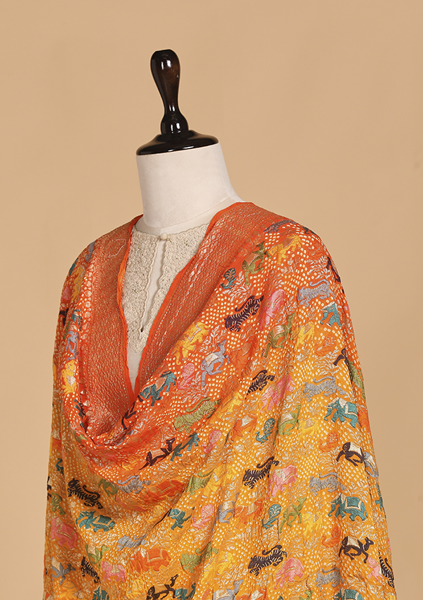 Orange Jaal  Bandhani Dupatta in Georgette