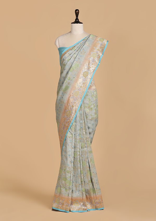 Sky Blue Butta Saree in Georgette Tussar