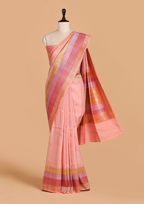 Light Pink Butti Saree in Georgette Tussar