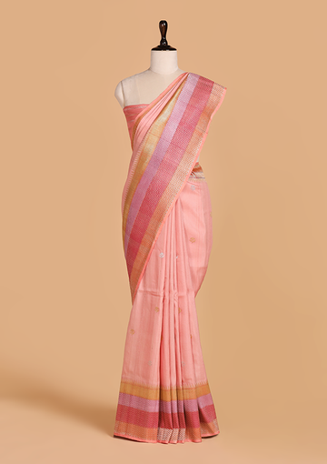 Light Pink Butti Saree in Georgette Tussar