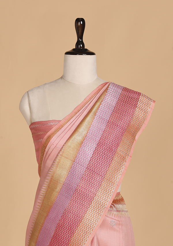 Light Pink Butti Saree in Georgette Tussar