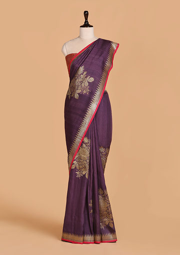 Purple Butta Saree in Tussar Georgette