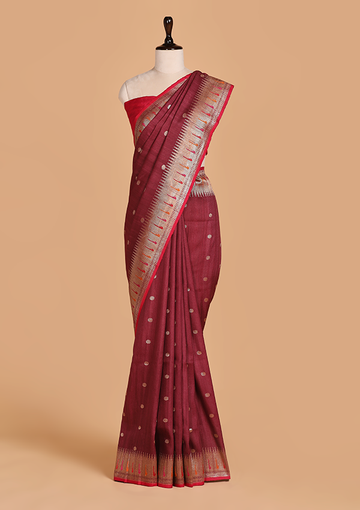 Wine Butti Saree in Georgette Tussar