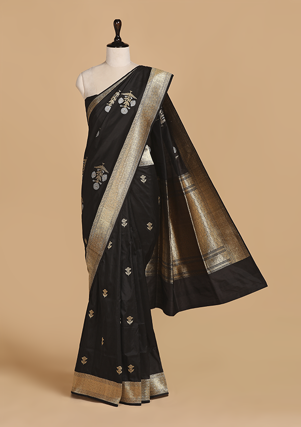 Black Butti Saree in Silk