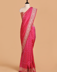 Rani Pink Lehariya Saree in Silk
